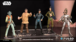 Fünf HasLab Cantina Prototype Figuren